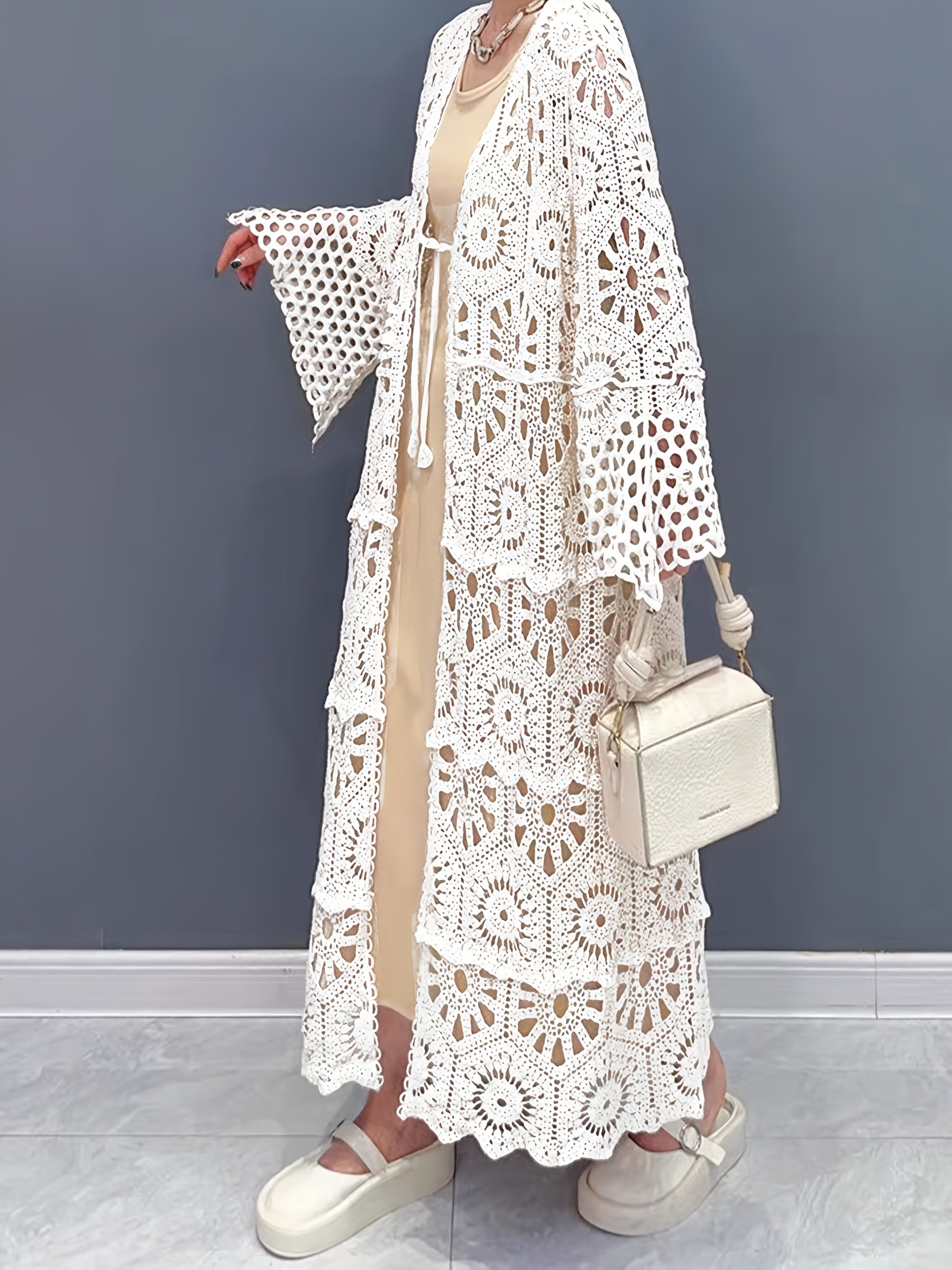 Cárdigan de punto suelto para mujer, de color sólido, semi-translúcido, de algodón y poliéster, casual, para todas las estaciones