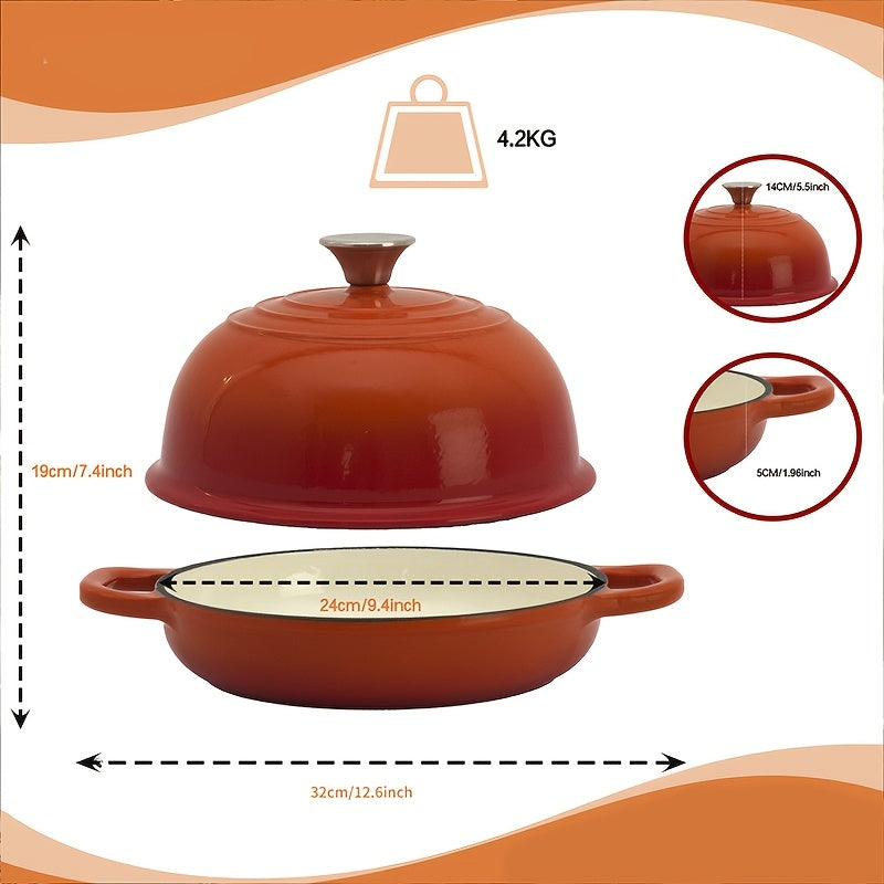 Teal Enameled Cast Iron Dutch Oven 9.5-Inch Round Bread Baking Pot