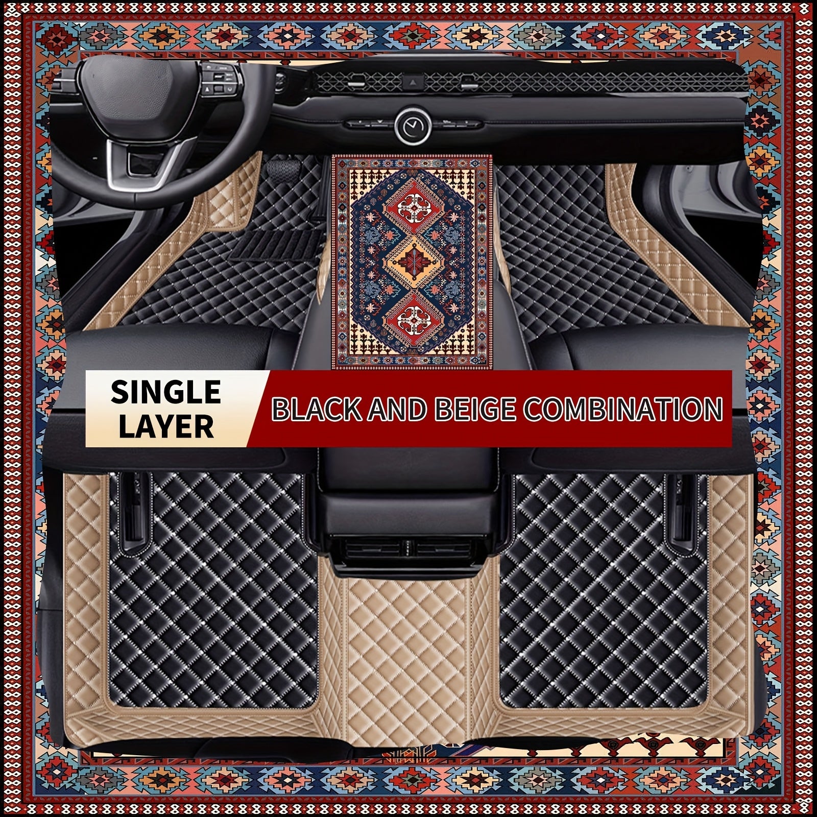 Luxury Faux Leather Car Mat Set for Left-Hand Drive Vehicles Universal Durable Easy to Clean