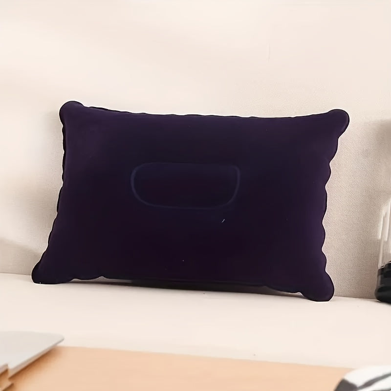 Inflatable Travel Pillow for Camping and Nap Portable Flocked PVC Square Pillow