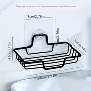 Stainless Steel Wall-Mounted Soap Dish Holder No Drilling Black Silver Bathroom Kitchen