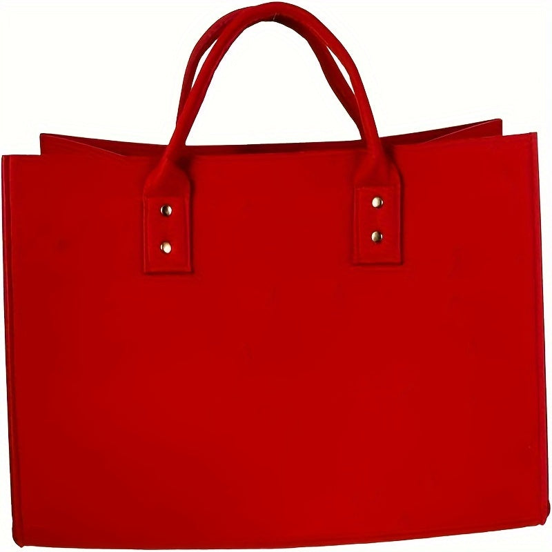 Red Felt Firewood Storage Bag Wall-Mounted Firewood Carrier for Home Fireplace