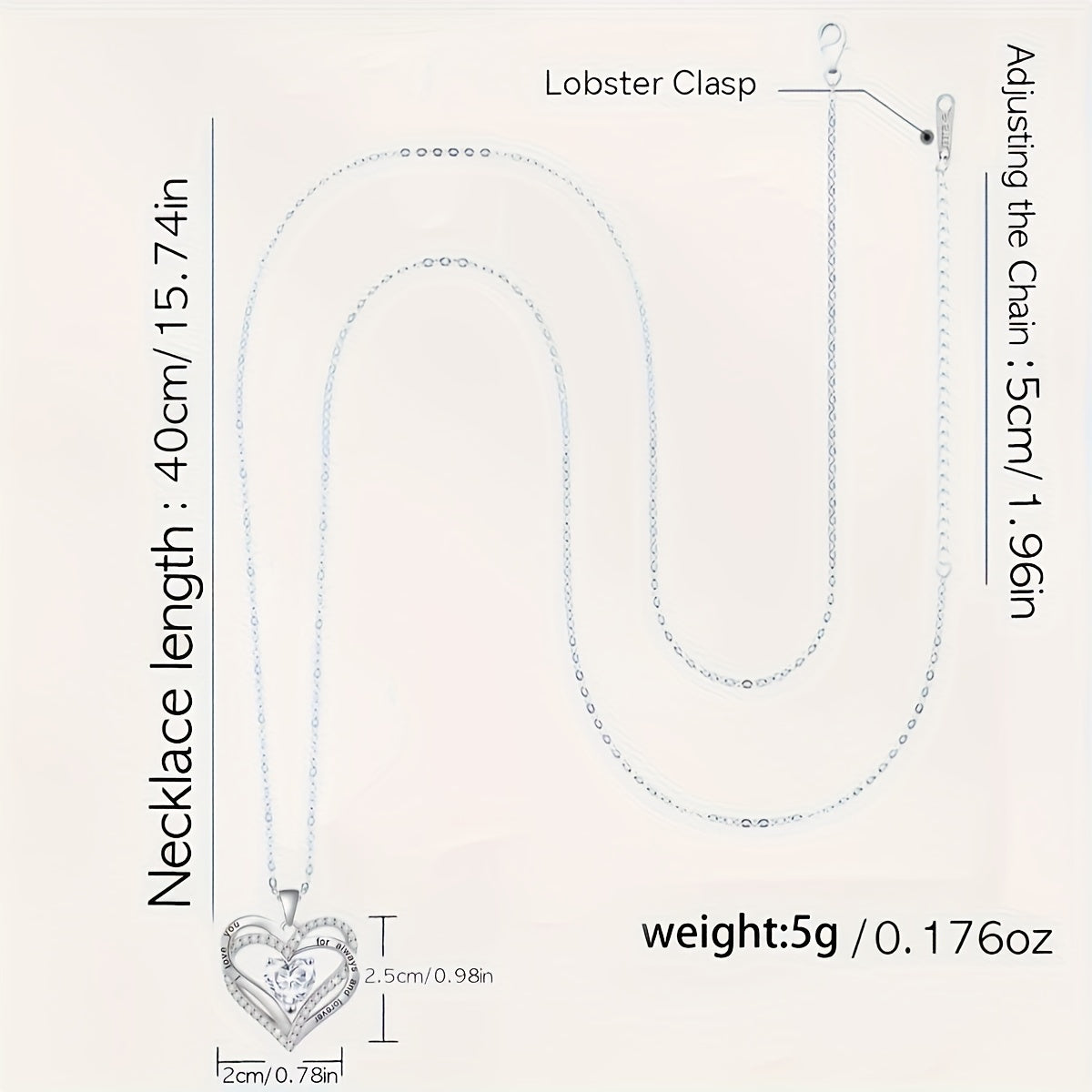 Кулон-двойное сердце из серебра, покрытый медью, синтетический цирконий, подарочная коробка, на День святого Валентина, Рождество