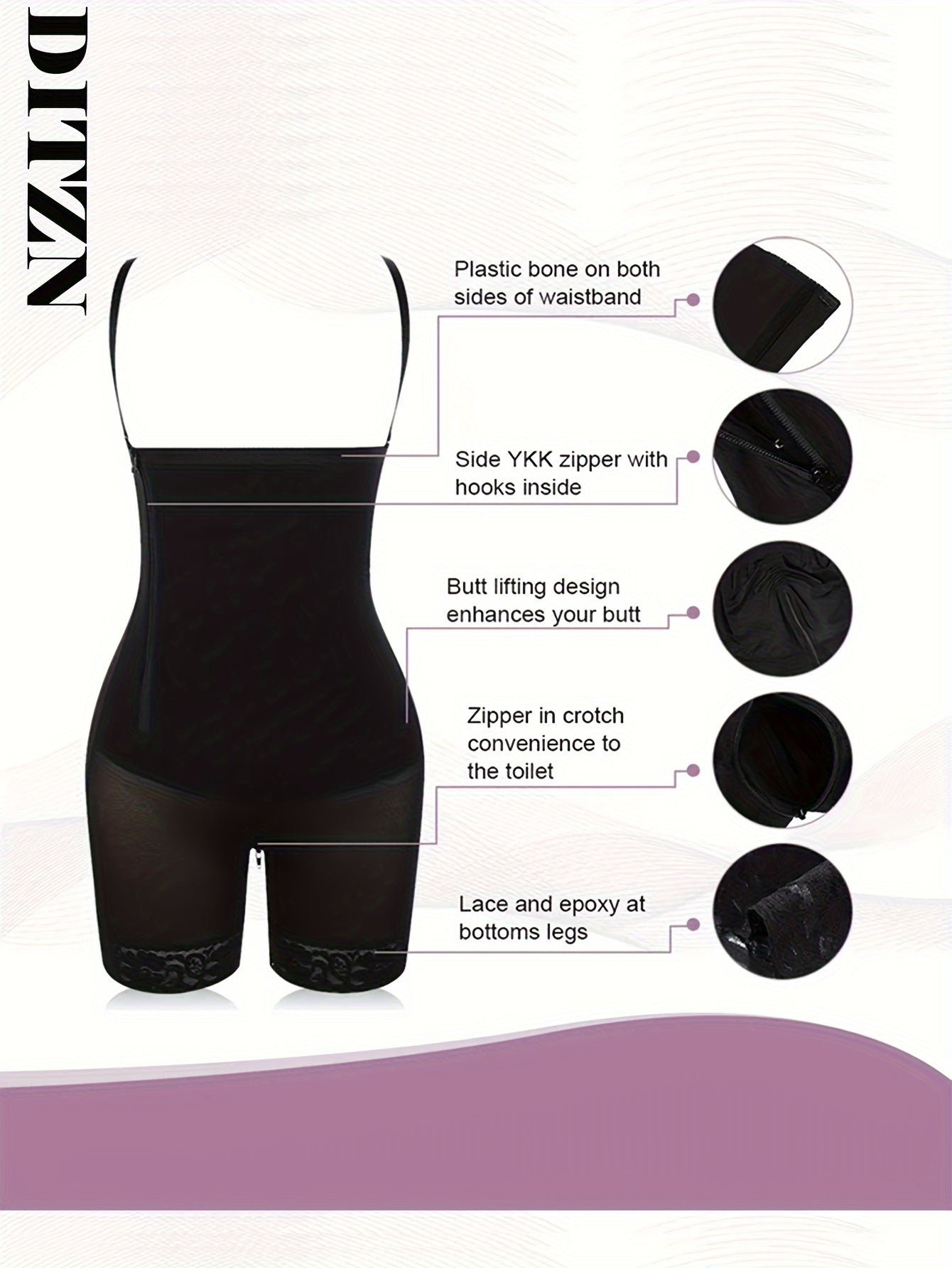 High-Waist Shaping Shorts with Lace Trim Tummy Control Butt Lifting Breathable Fabric