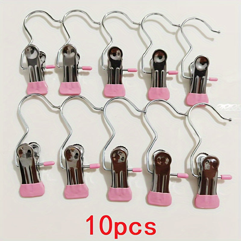 Stainless Steel Laundry Clips Pack of 10 or 20 with Hooks for Hanging Clothes and Organizing