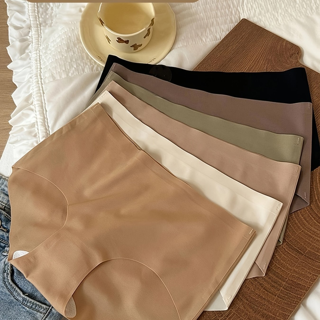 6-Pack Seamless Solid Color Panties for Women Mid Rise Briefs Knit Fabric