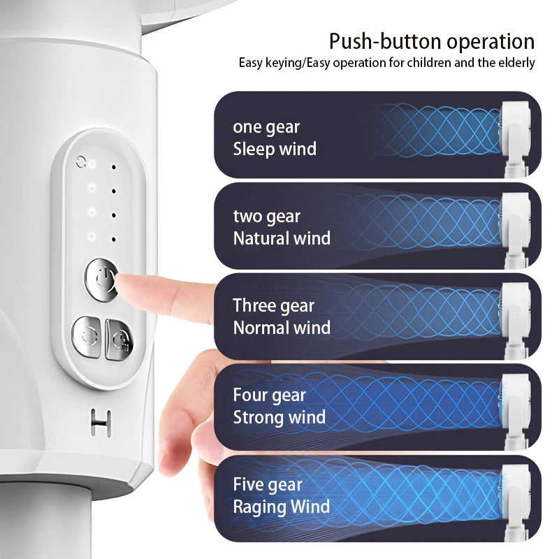 Portable White 3-in-1 Air Circulator Fan with USB Power, Adjustable Height, Oscillating Head, 5-Speed Settings, Remote Control