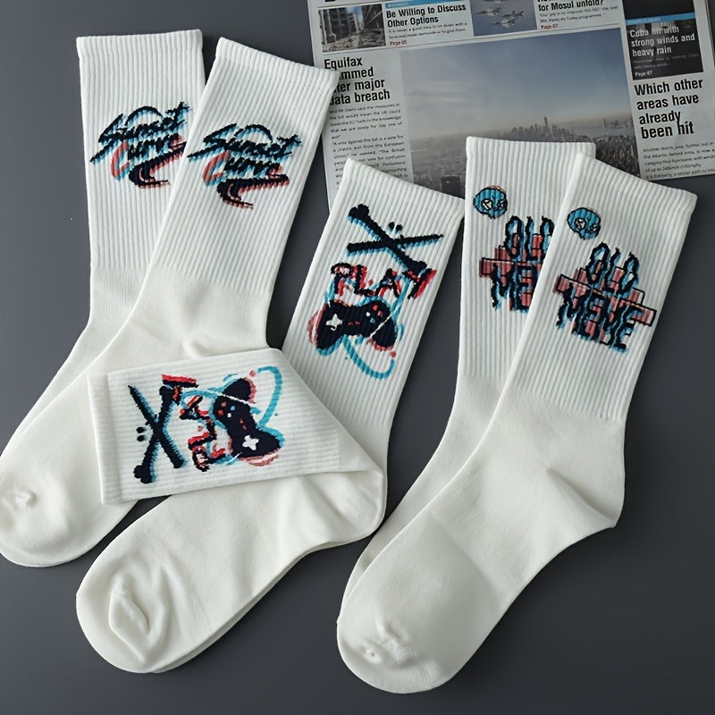 8 juft rang-barang geometrik naqshli jamoa paypoq polyester spandex uchun skeletli sport, basketbol