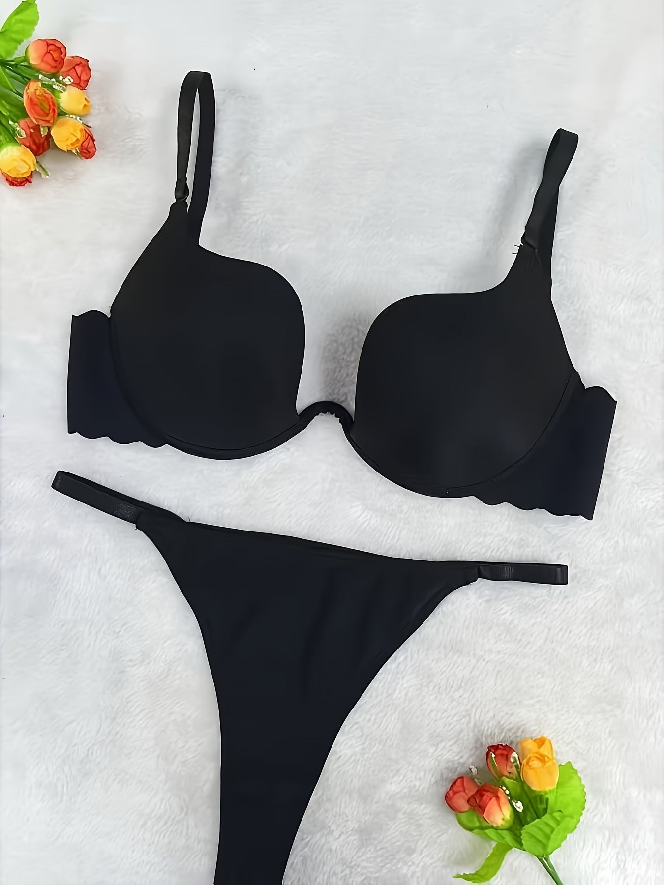 Seamless Wave Deep V Women's Swimsuit Black Size Medium