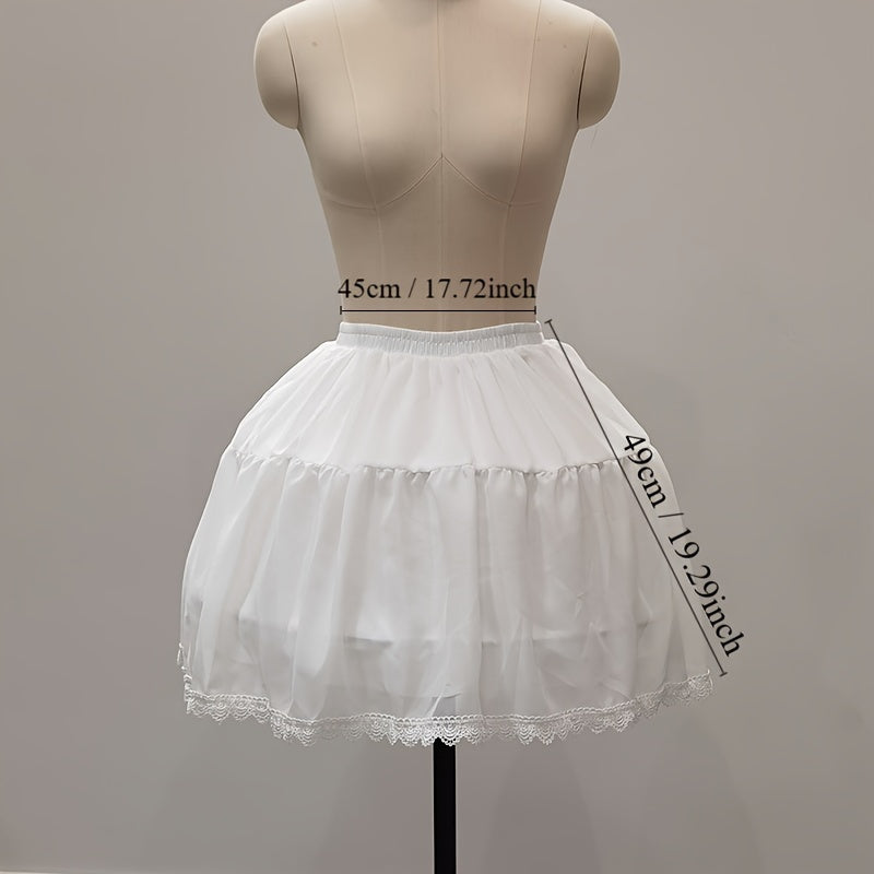 Petticoat Tutus for Women with Short Puffy Skirts Lace Trim Double Layered Steel Hoops Elastic Waist 88.9-127 cm