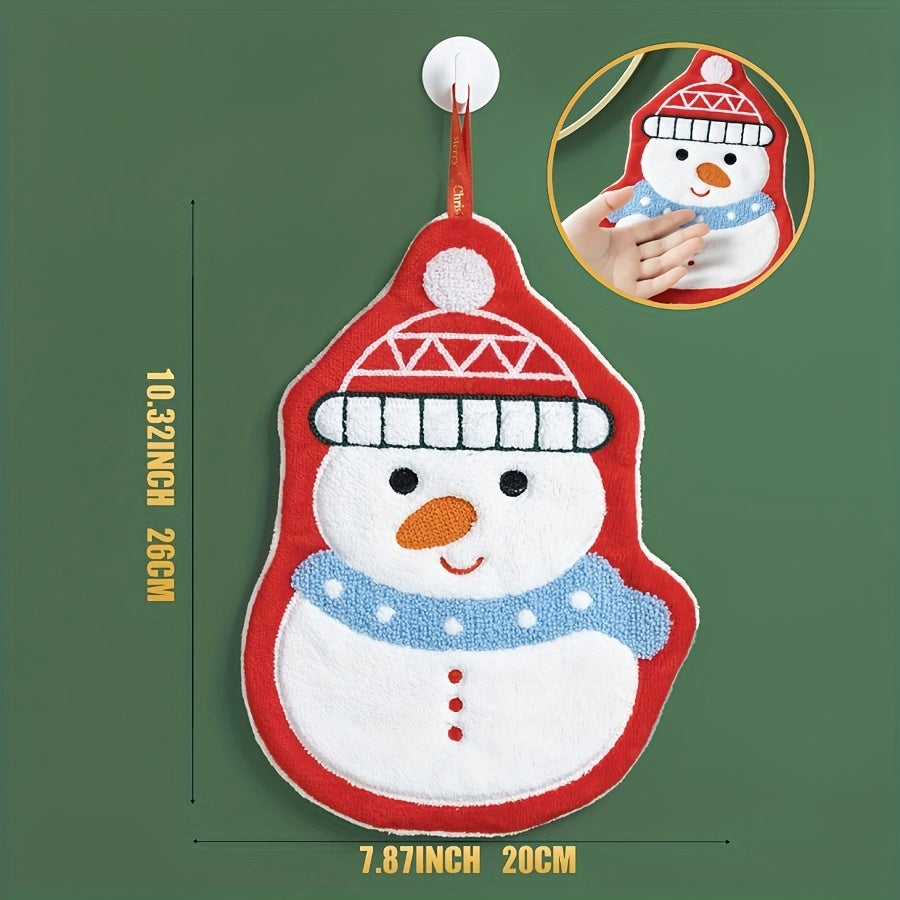 Christmas Themed Quick-Dry Hand Towel Thick Breathable Festive Design