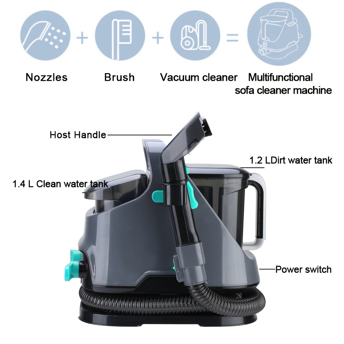 650W qoʻl bilan ishlovchi gilam tozalagich, divan, pardalar, avtomobil, uy hayvonlari tuklarini olib tashlash uchun spreyi bilan