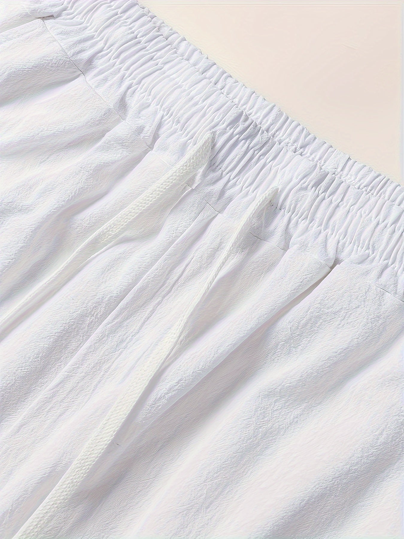 Men's Cotton Linen Blend Casual Pants with Drawstring Waist and Pockets for Spring Fall