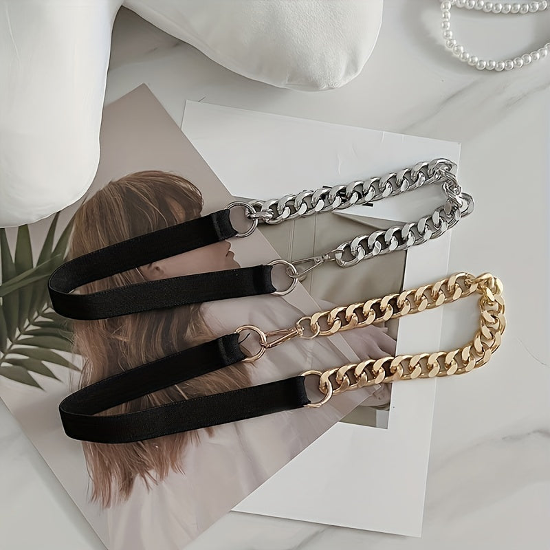 Ayollar uchun belbog' va oltin zanjir, kiyingan liboslar uchun zamonaviy aksessuar