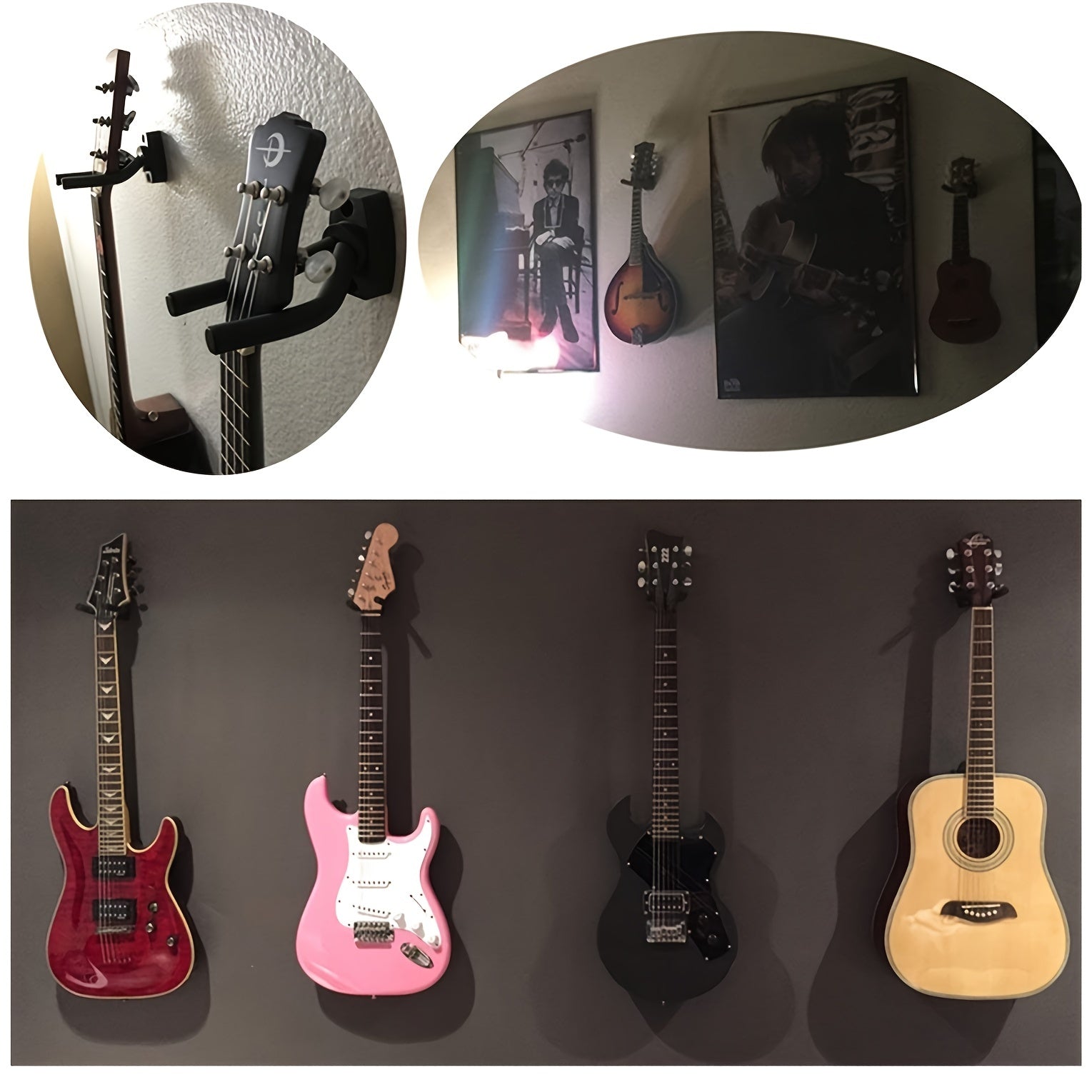 Guitar Wall Mount Hook for Acoustic and Electric Guitars and Ukuleles Metal Wall Hanger for Instrument Storage