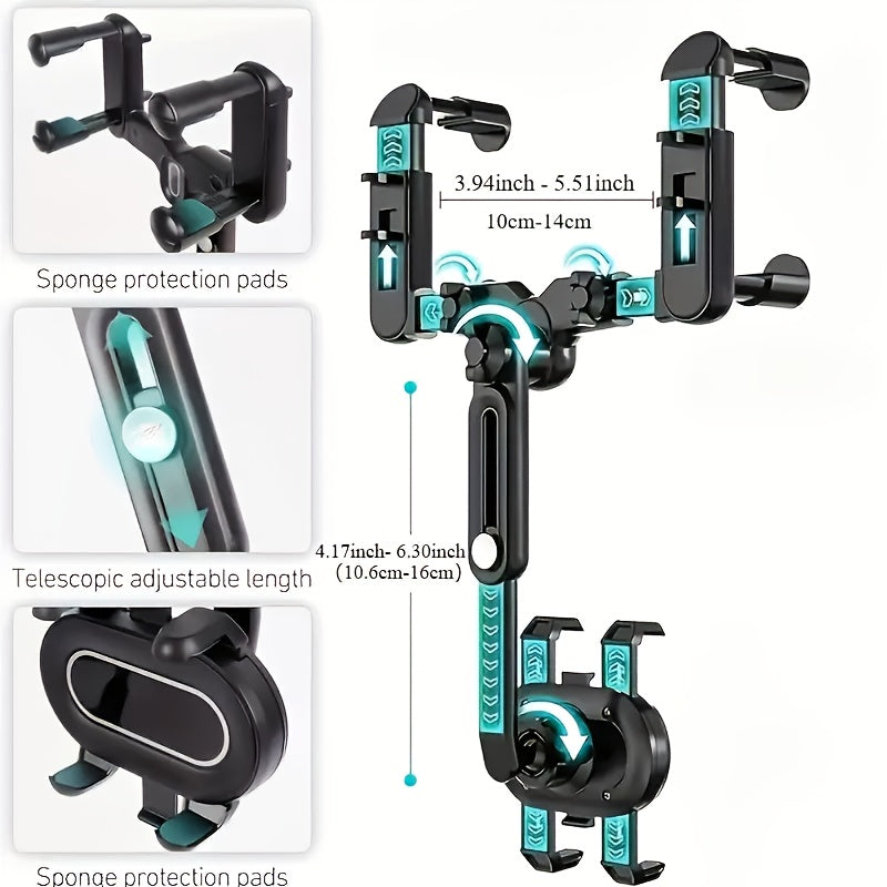 Soporte universal para teléfono de coche de ABS, rotatorio de 360°, con soporte retráctil para vehículos