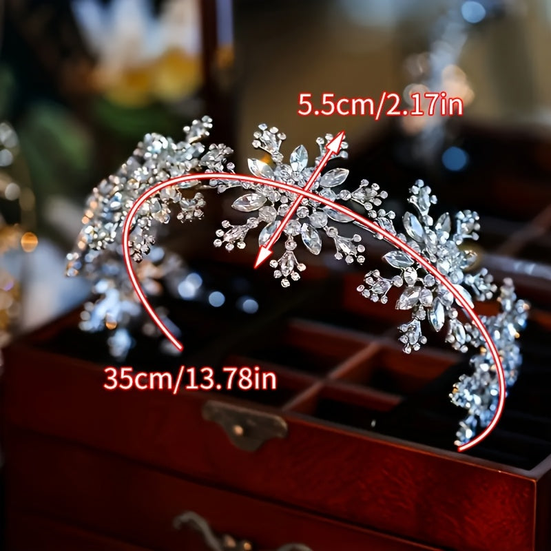 Crystal Crown Headband for Women Snowflake Rhinestone Wedding Party Accessory