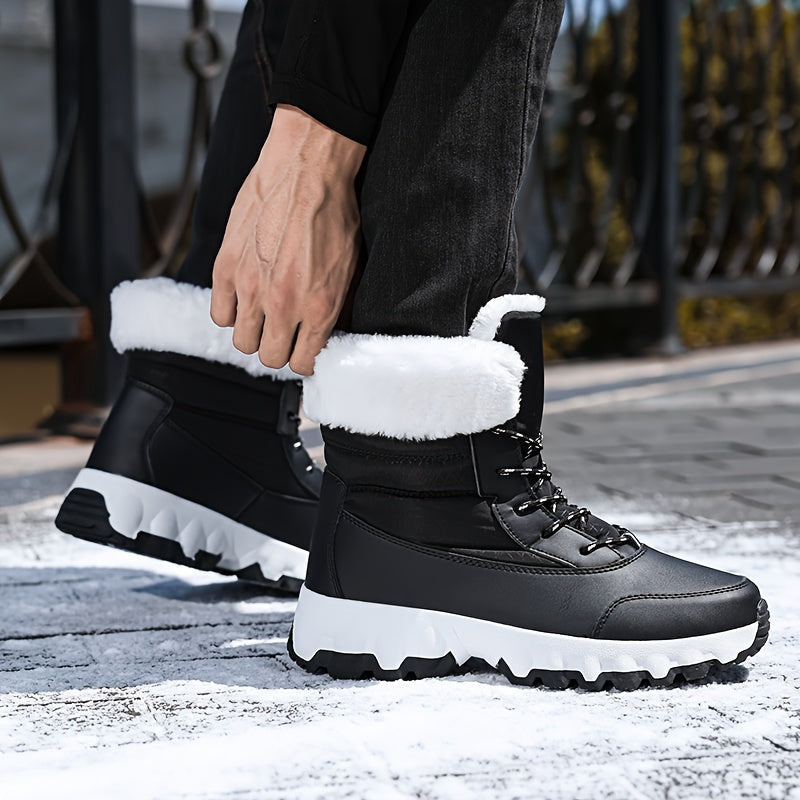 Women's Mid-Calf Winter Hiking Boots Solid Color Lace-Up Waterproof