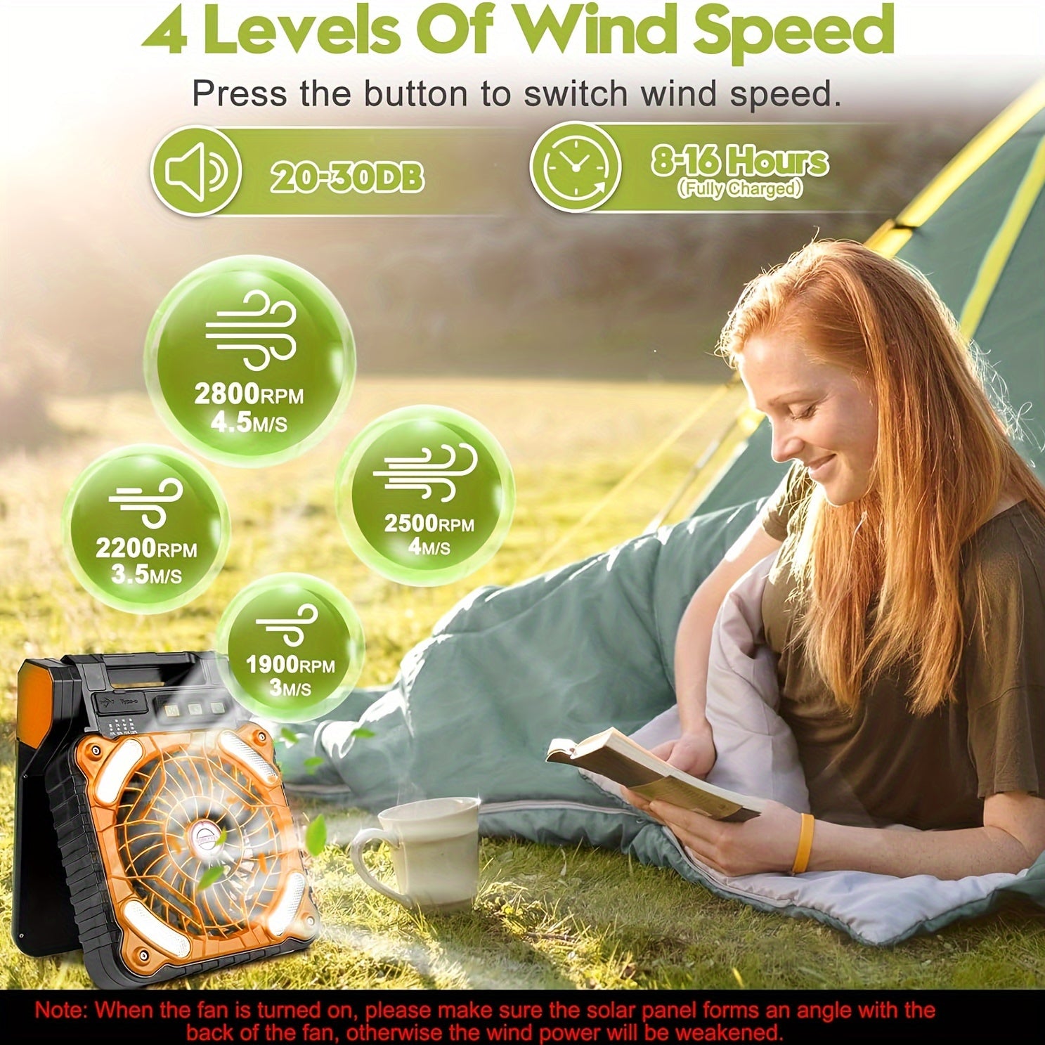 Portable 10000mAh Solar Fan with LED Lantern for Camping and Travel