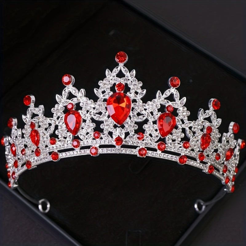 To'y libosi uchun rang-barang rhinestone taxtasi, malika, qizlar partiyasi soch aksessuarlari