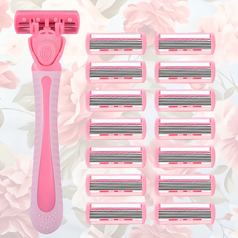 Women's 6-Layer Shaver for Face, Armpits, Legs with 12 Blades