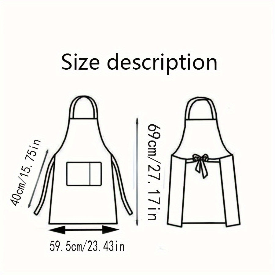 Black and White PVC Apron with Cooking Utensil Design for Home and Restaurant Use