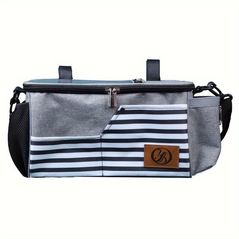 Bolsa organizadora para cochecito con portavasos, bolsillo con pantalla táctil, gran capacidad, almacenamiento para pañales