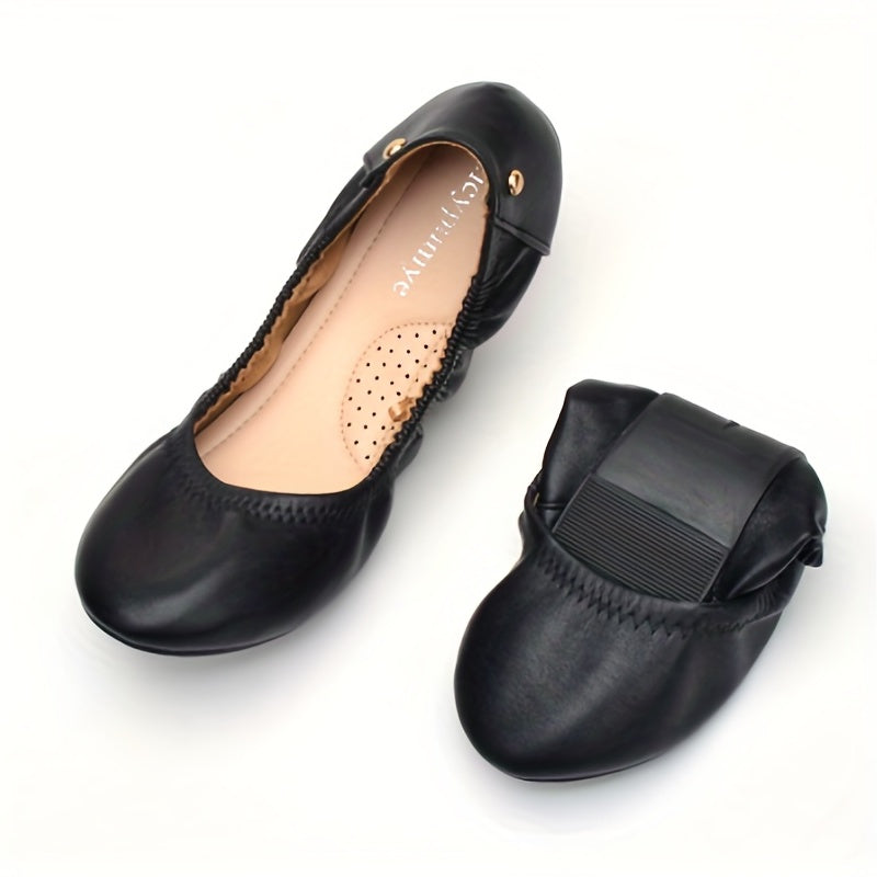 Women's Breathable Leather Ballet Flats - Round Toe Slip-On Comfortable Shoes