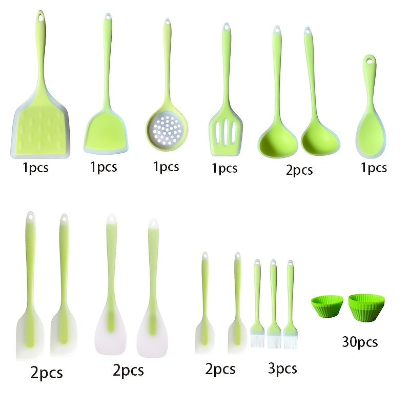 Silicone Kitchen Utensil Set 46 Pieces Non-Stick Cookware Safe Spatulas Spoons