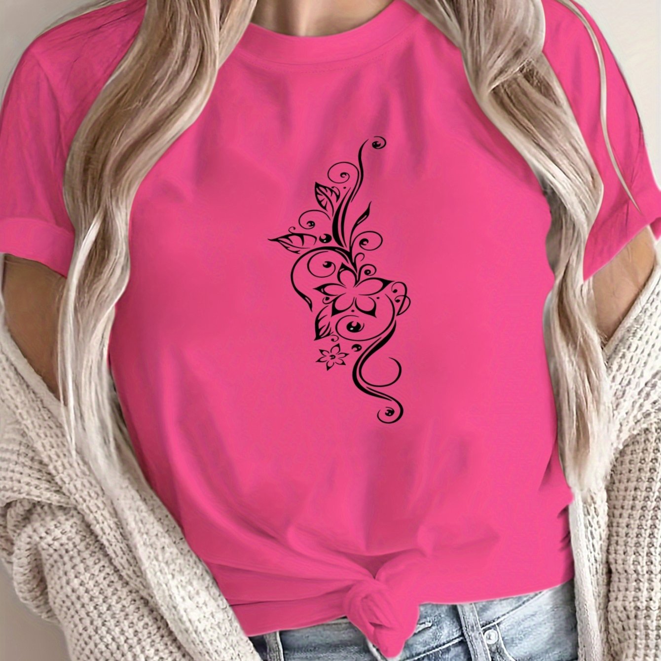 Women's Loose Large Size T-Shirt Spring Summer Casual Short Sleeve Breathable Fabric