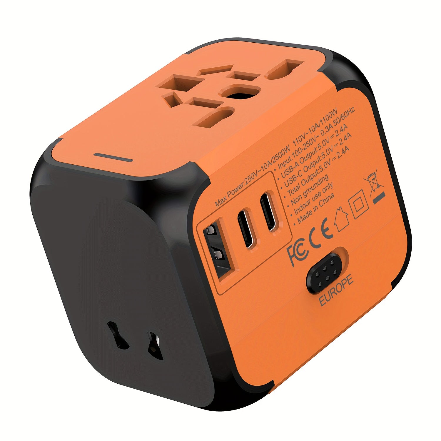 2500W Universal Travel Power Adapter with International Conversion Plug for US UK EU AU Outlets