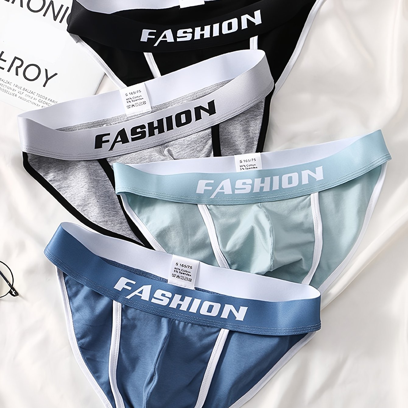 Men's Cotton Briefs with U Convex Design Breathable Comfortable 4 Pack