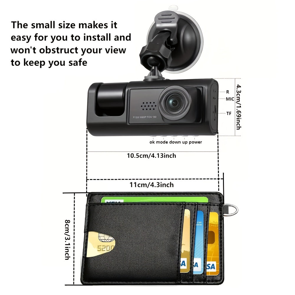 Cámara de tablero para coche de 3 canales con visión nocturna infrarroja, cámaras frontal y trasera 1080P