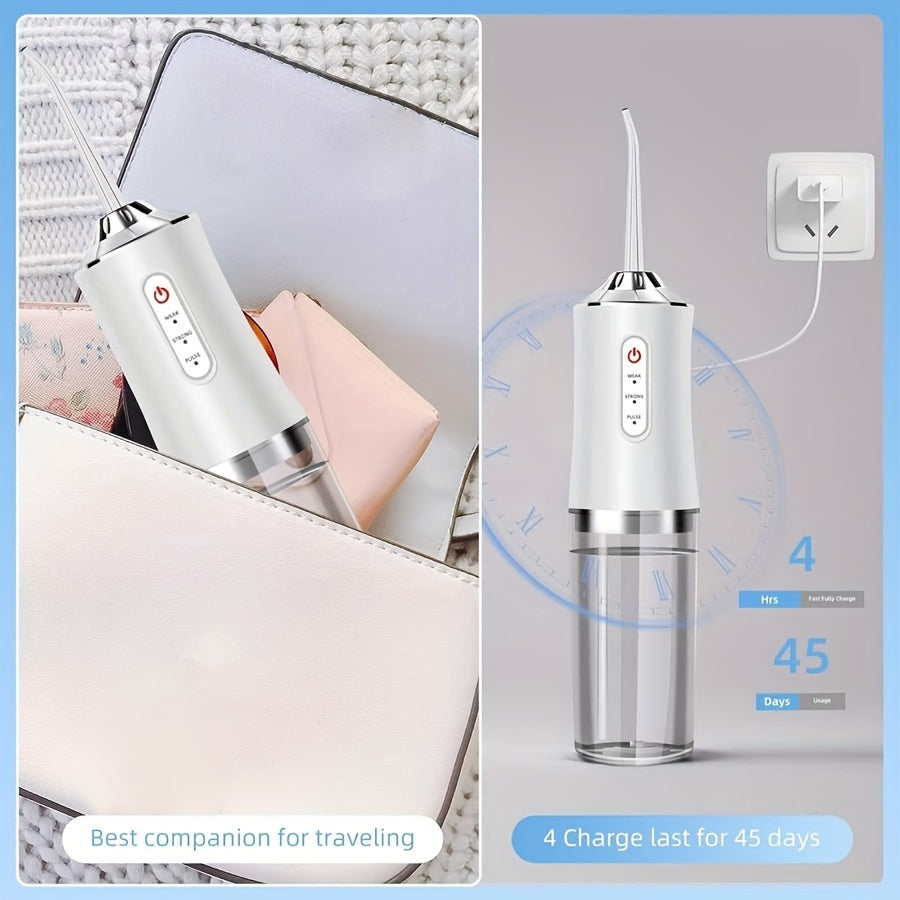 Rechargeable Water Flosser with 3 Modes and 4 Nozzle Functions for Oral Hygiene on the Go