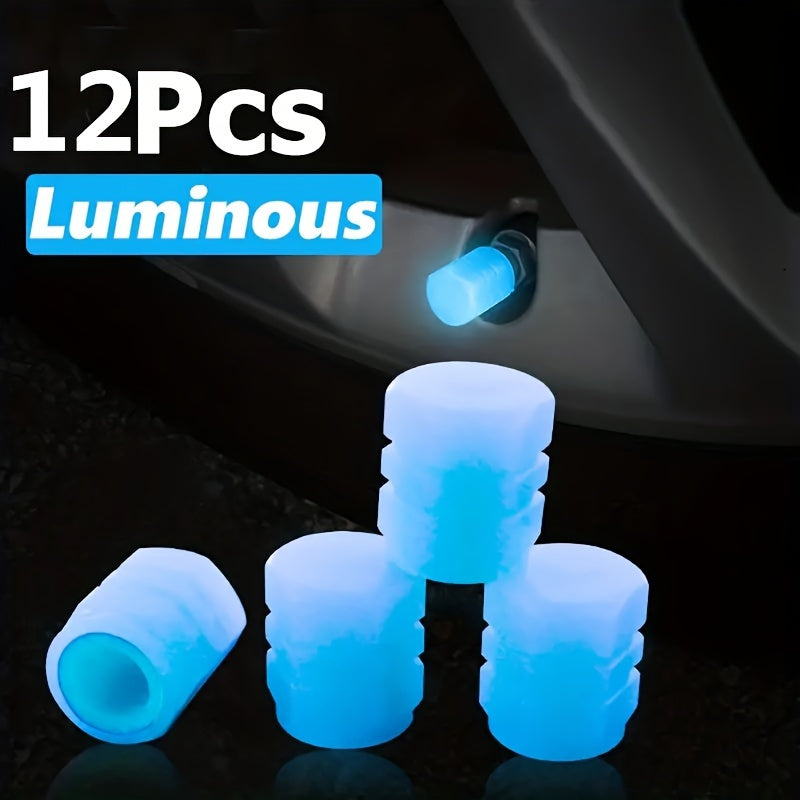 Universal Fluorescent Valve Stem Cap Set 4/8/12 Pcs Car Luminous Caps