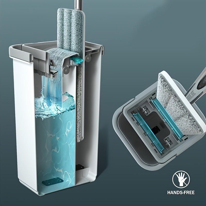 "Leni Mop va Chelak To'plami - 1 Dona, Suv Siqish, Qayta ishlatiladigan Mikrofiber Padlar bilan 60-Diagonal Mop va 4 Dona Mikrofiber Padlar bilan birga keladi. Qo'l bilan ishlatilmaydigan Pol Tozalash To'plami kiritilgan."