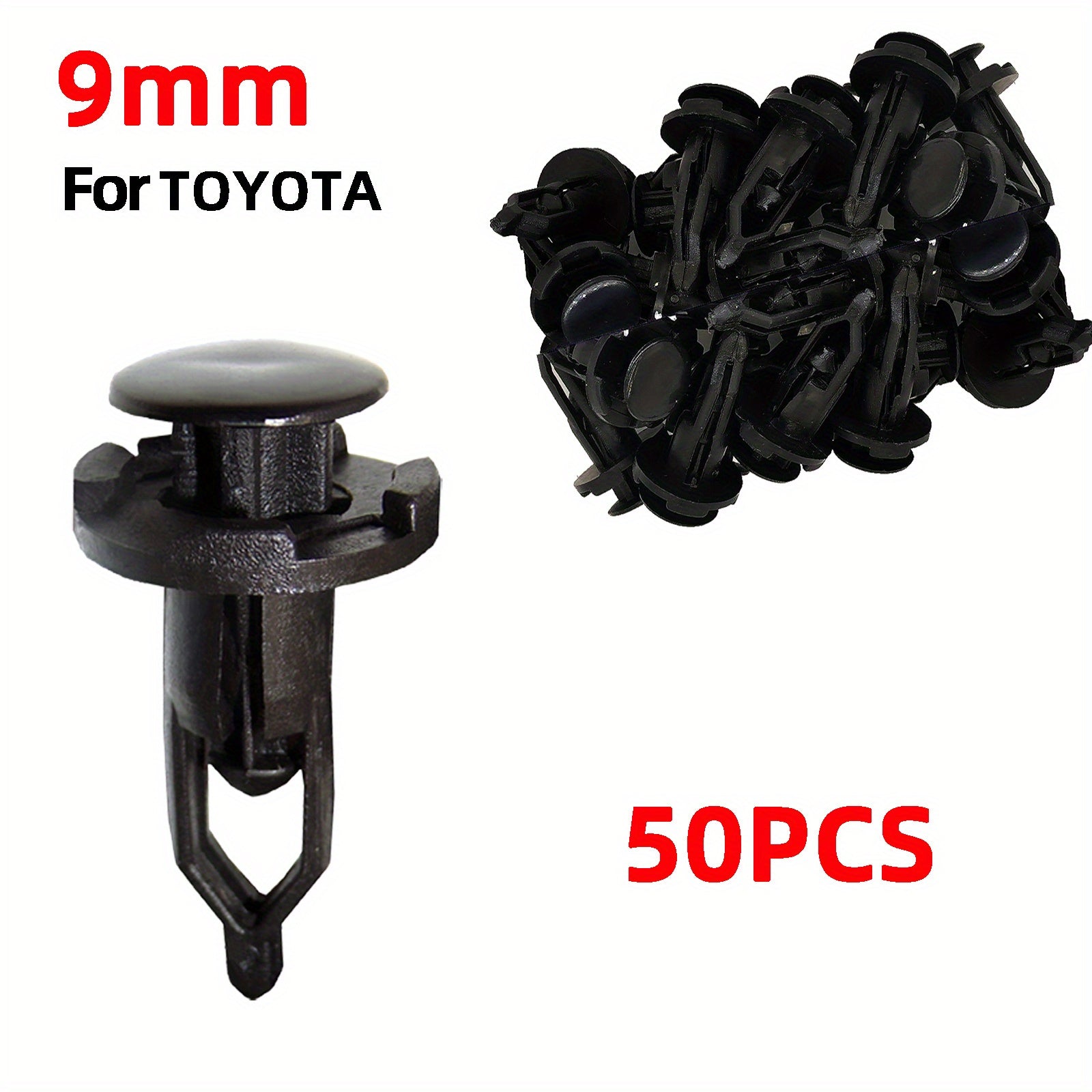 50Pcs 9mm Plastic Auto Fastener Clips Car Bumper Retainer Rivet