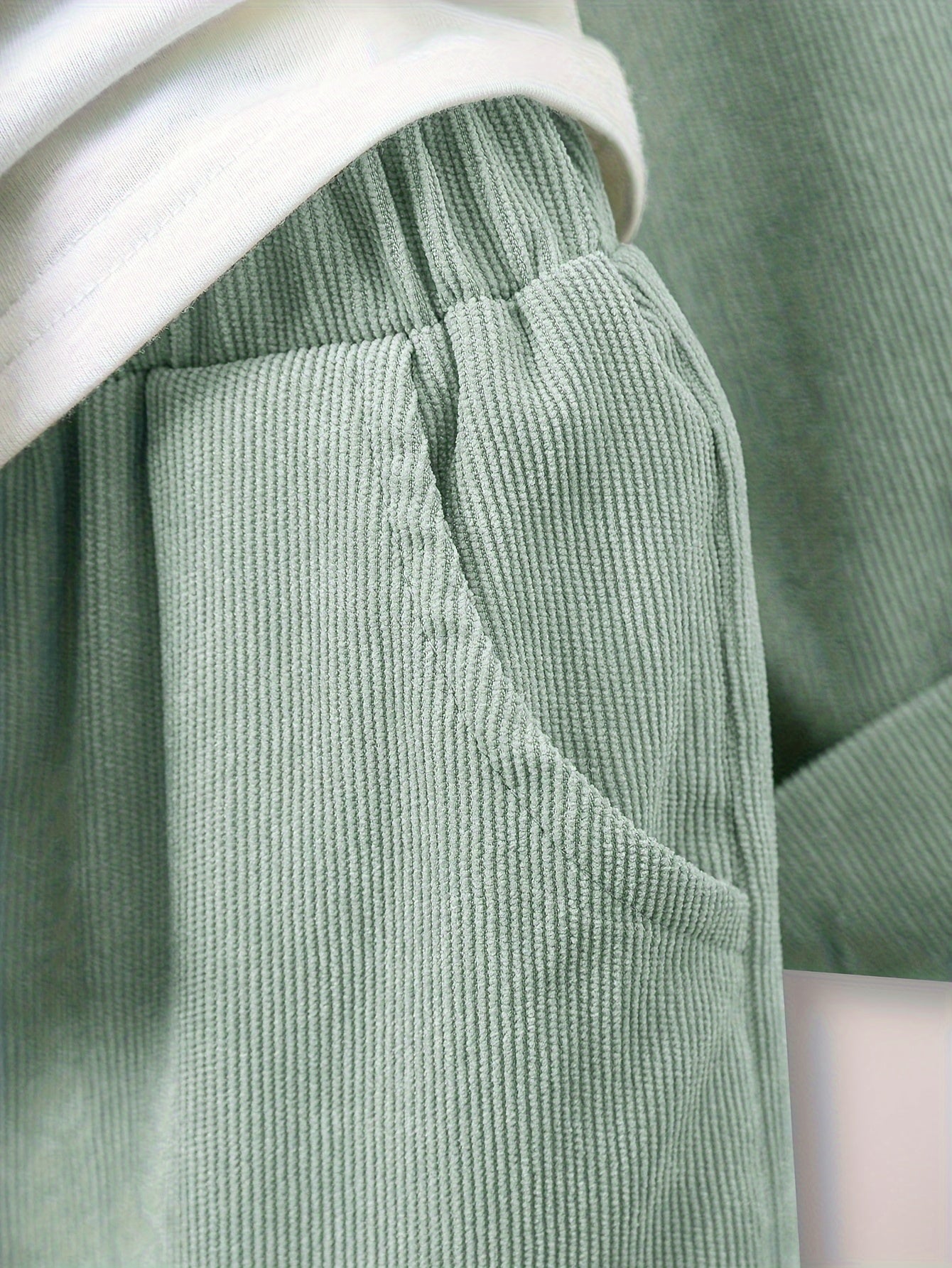 Boys' Casual Corduroy Co-Ord Set with Long Sleeve Shirt and Jogger Pants for Spring and Fall