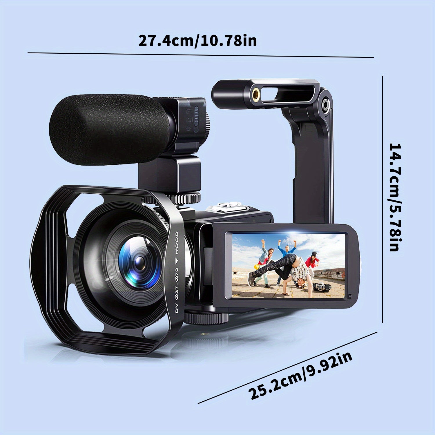 8K 64MP CMOS Action Camera with 18x Digital Zoom Night Vision Touchscreen WiFi Remote