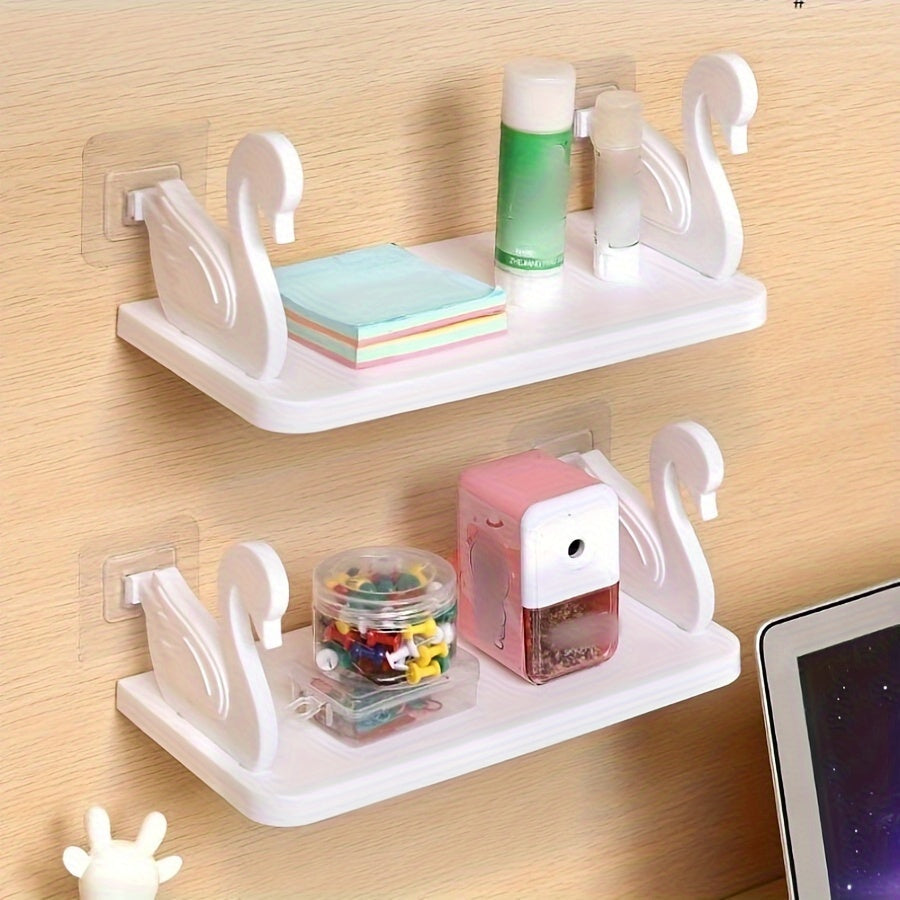 Wall-Mounted Storage Rack with Swan Shelf for Kitchen and Bathroom Organization