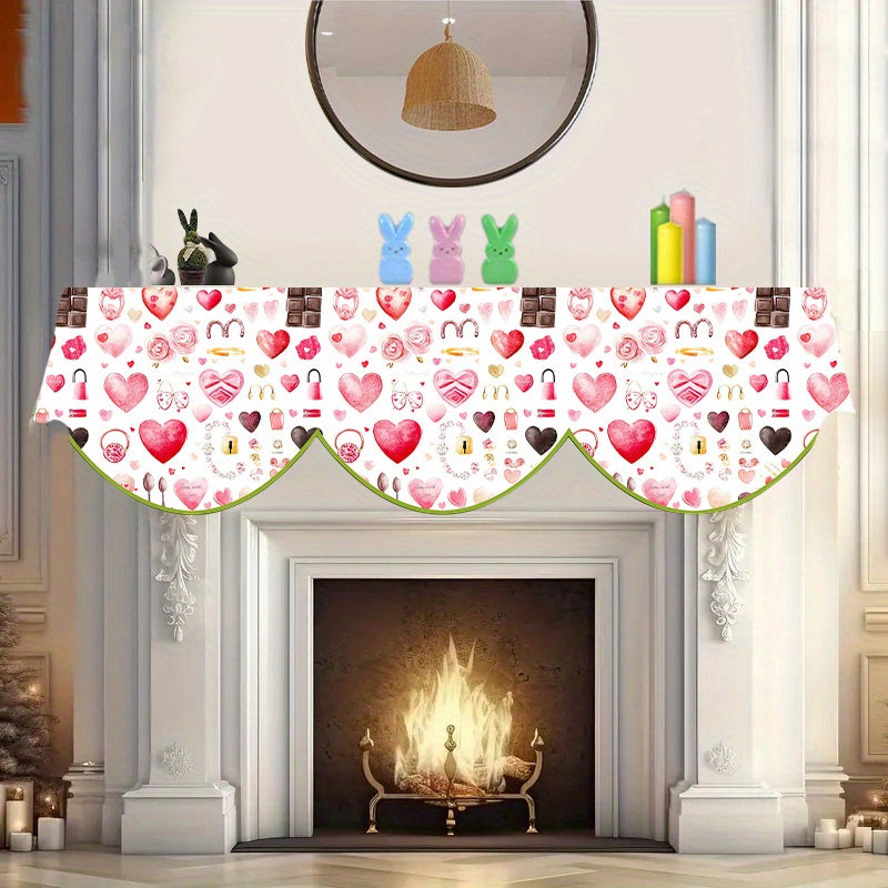 Valentine's Day Love Heart Fireplace Mantle Scarf 49.78cmx78.7cm Winter Decor