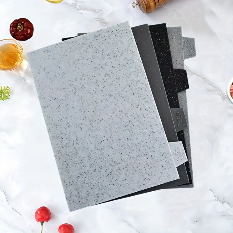 Set of 4 Marble Pattern Plastic Cutting Mats with Stand for Kitchen Food Prep