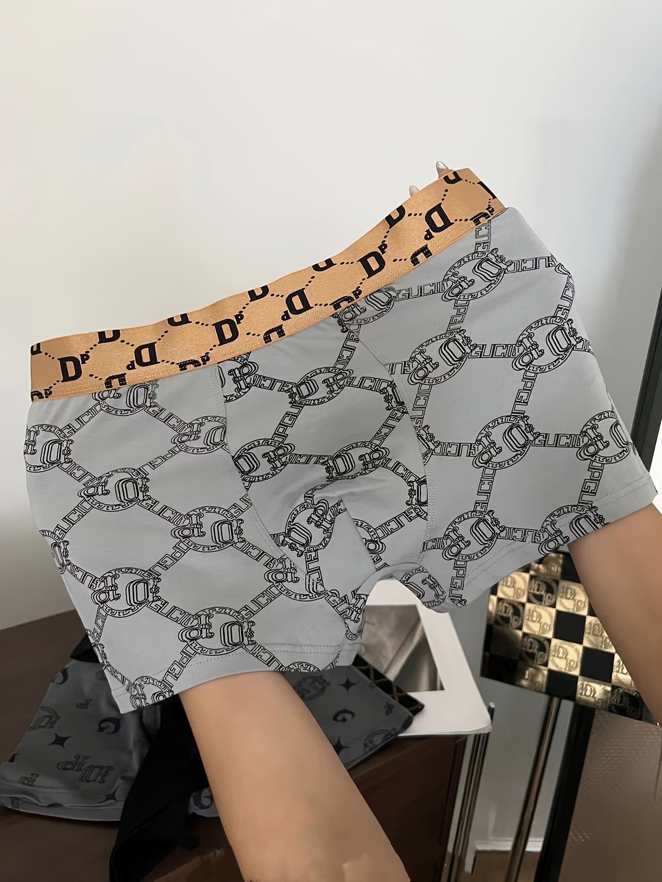 Men's Cotton Underwear Breathable Flat Corner Shorts with Elastic Waist for Daily and Sports Use