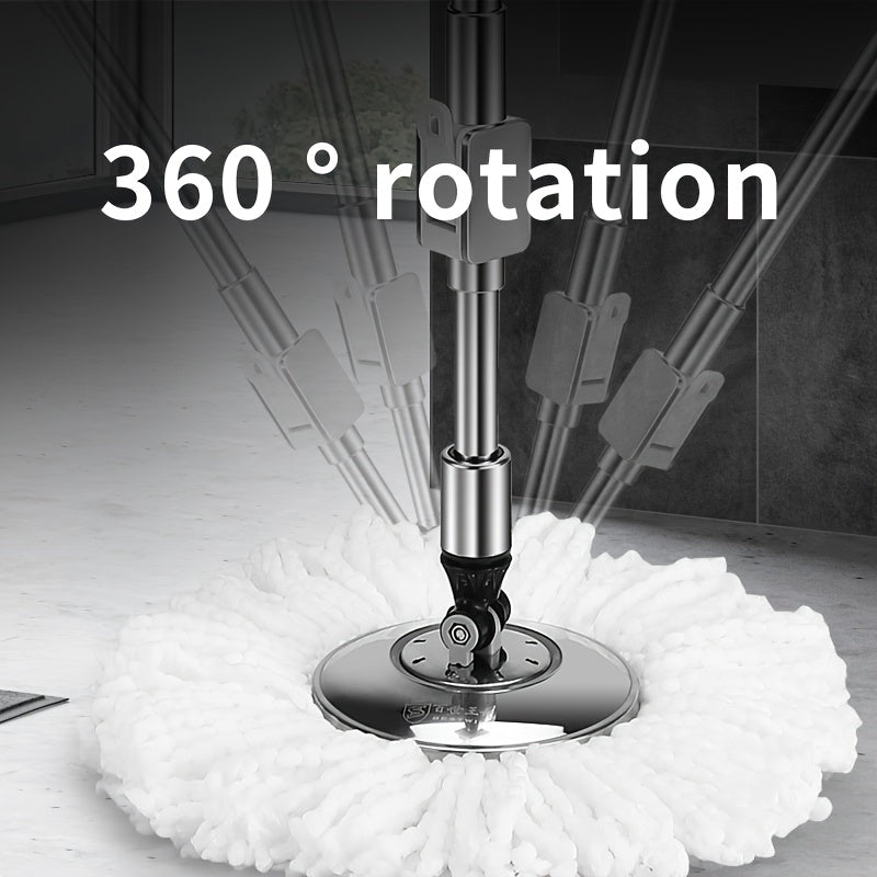 Stainless Steel Spin Mop and Bucket Set No Hands Cleaning for Home and Kitchen