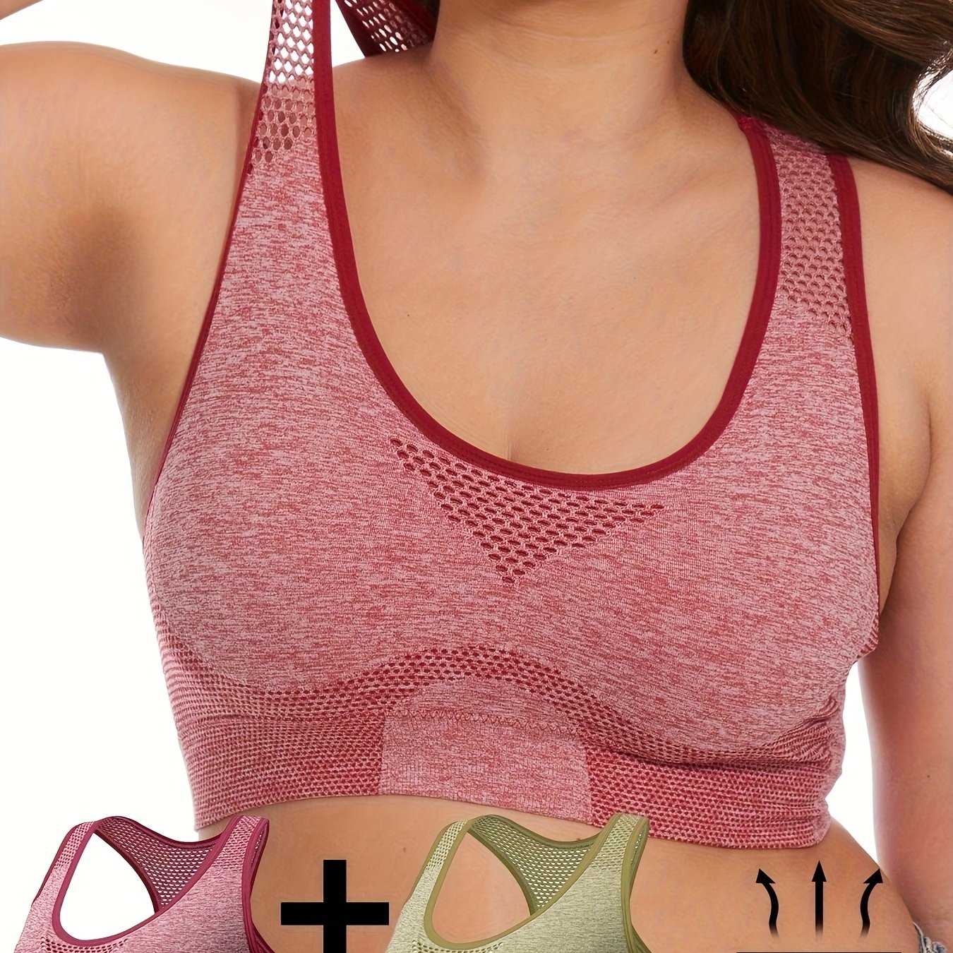 Plus o'lchamli tarmoq sport bra to'plami nafas oladigan yengil qo'llab-quvvatlash olib tashlanadigan yostiqchalar