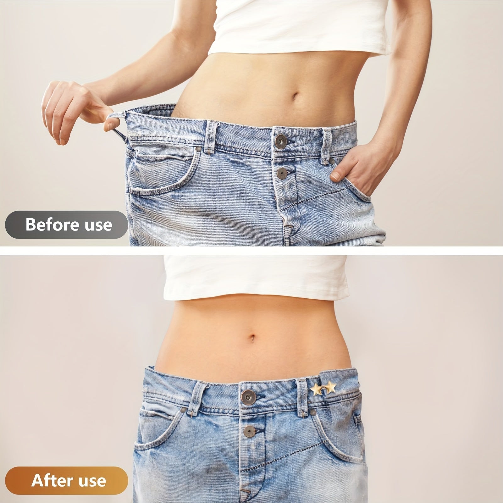 Многоразовая подтяжка для талии с звездочками-брошками для джинсов, платьев, юбок