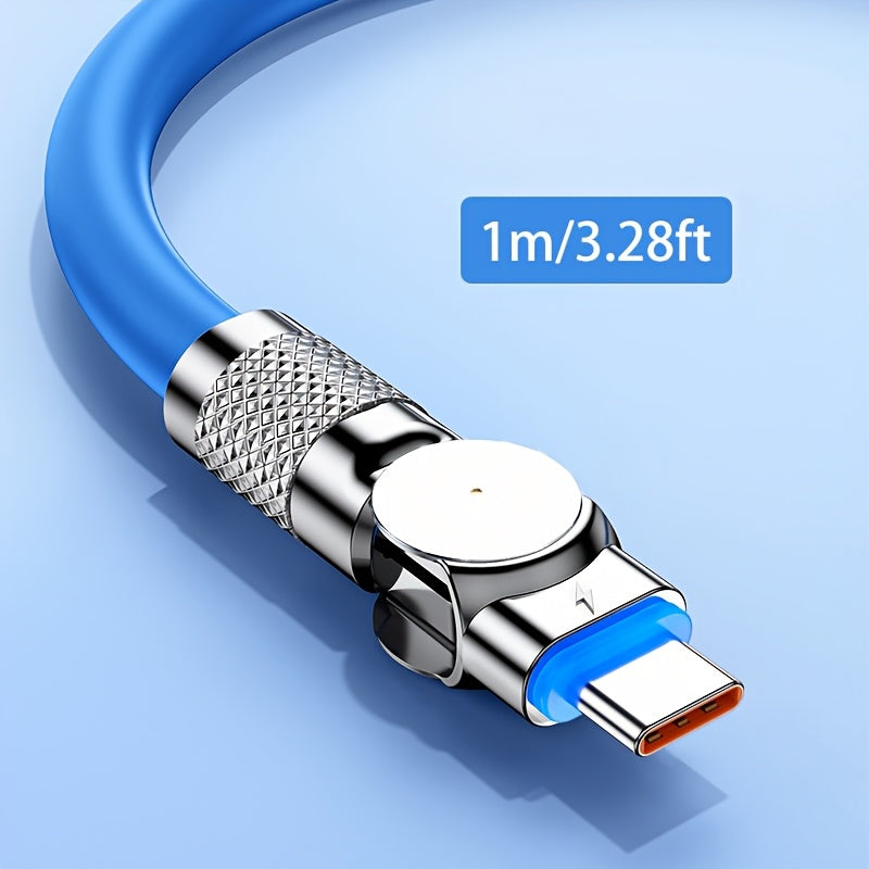 6A 100W USB-C Charging Cable 180° Rotation Fast Charging for Smartphones