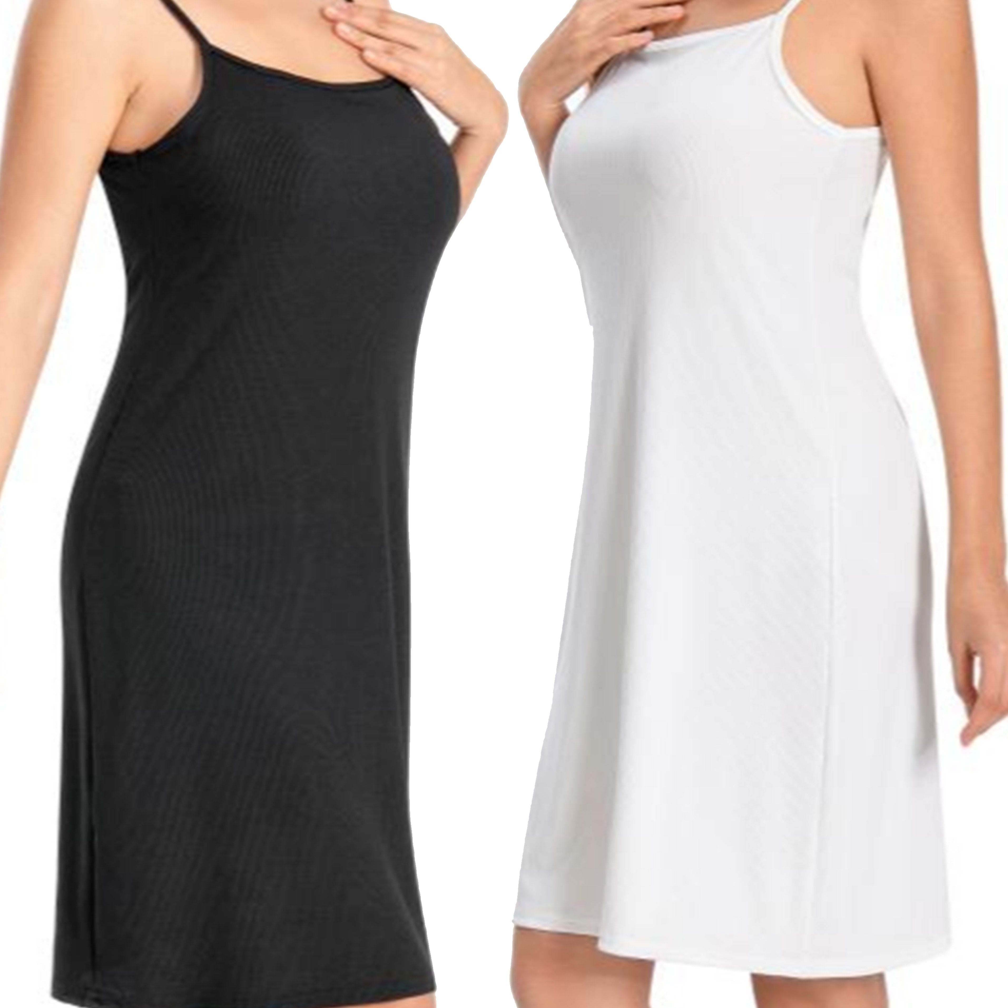 Women's Slip Dresses Set High Stretch Polyester A-Line Nightgowns Crew Neck Spring Summer Fall