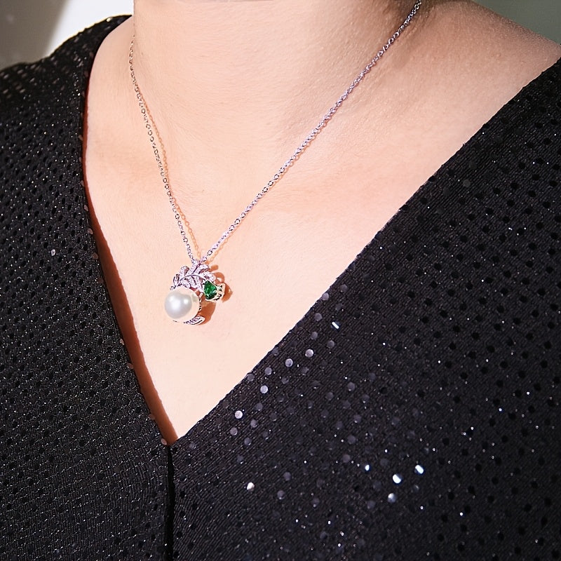 Convertible Brooch Necklace with Faux Pearl Pendant for Women Suit Sweater Accessories