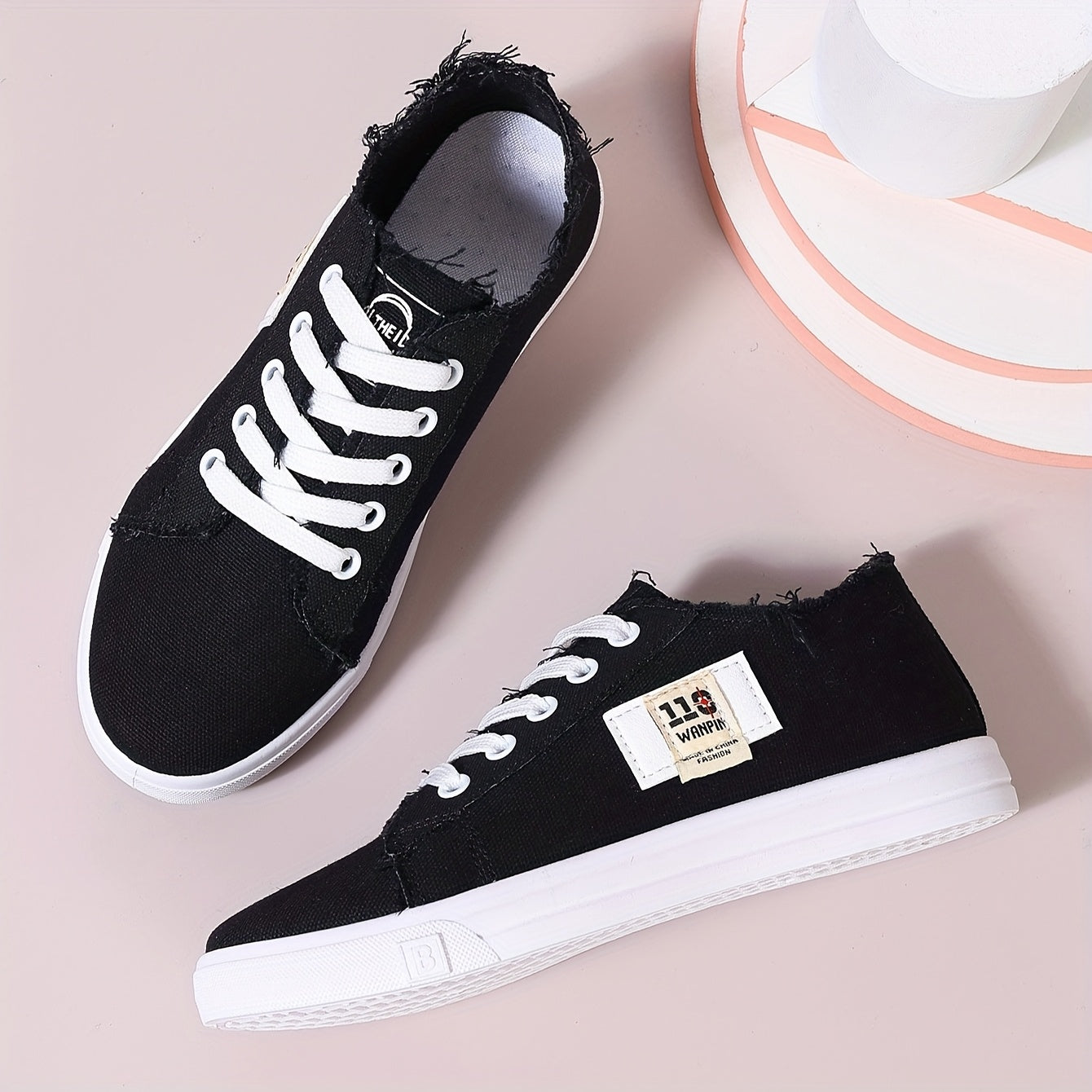 Women's Casual Slip-On Sneakers Light Blue White Black All-Season Fabric